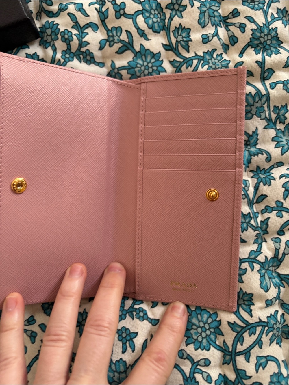 Prada Pink Saffiano Zip-Around Wallet with Gold Logo - Picture 6 of 13